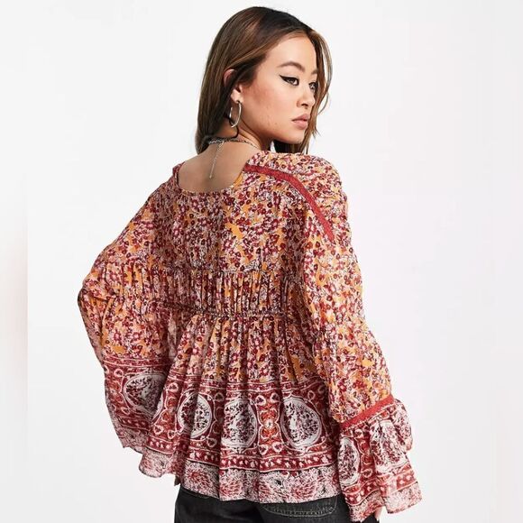Free People XS Top Boho Cottagecore Fairy Grunge Whimsigoth Gypsy Bell Sleeves - Picture 8 of 15